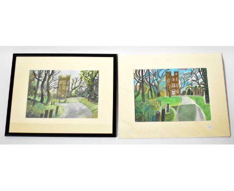† COLIN FIFIELD (1940-2022); two gouaches, both titled 'Severndroog Castle, Shooters Hill, London', both signed lower right, 