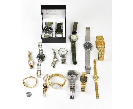 A quantity of ladies' and gentlemen's wristwatches, to include Avia, Timex and Pulsar examples, a Newmark example set with ma