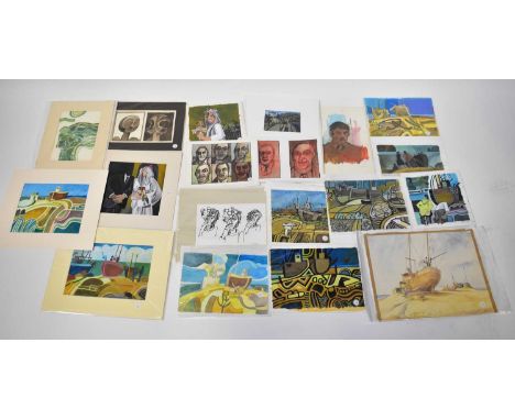 † COLIN FIFIELD (1940-2022); nineteen various artworks on paper, mainly portraits and coastal scenes, to include watercolours