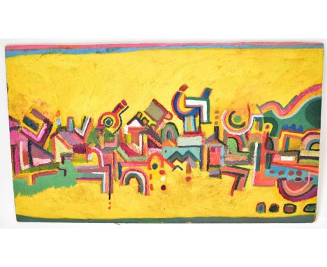 † COLIN FIFIELD (1940-2022); oil on board, 'Sunny Beach Abstract', signed and titled verso, 33 x 56.5cm.  Provenance: Colin w