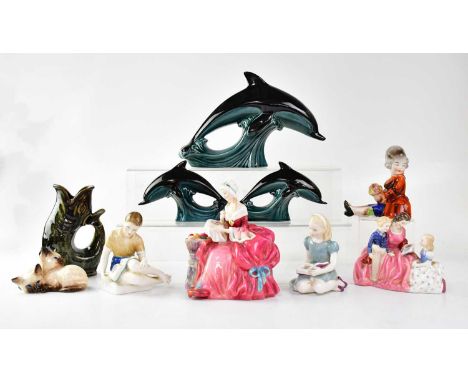 A mixed lot of ceramic figures to include Royal Doulton HN1901 'Penelope', HN2059 'The Bedtime Story', HN2243 'Treasure Islan