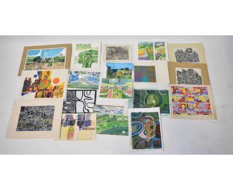 † COLIN FIFIELD (1940-2022); twenty-three various artworks on paper, mainly abstracts, to include watercolours, drypoint prin