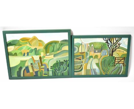 † COLIN FIFIELD (1940-2022); two acrylics on board, 'Kentish Oasts', signed lower left, titled to label verso, 29.7 x 39.6cm,