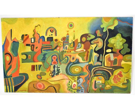 † COLIN FIFIELD (1940-2022); oil on board, 'Nightfall Abstract', signed and dated '69 lower left, signed, dated and titled ve