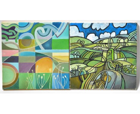 † COLIN FIFIELD (1940-2022); two acrylics on canvas, 'Ireland' and 'Abstract Landscape', both unsigned, titled verso, each 30