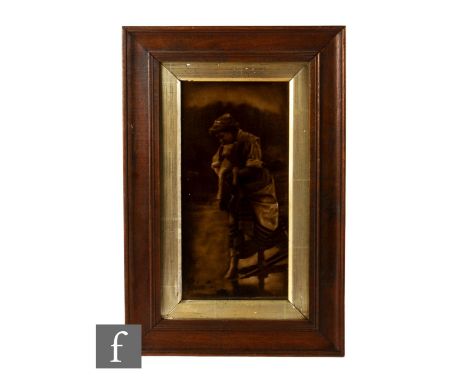 A late 19th Century&nbsp;Sherwin &amp; Cotton Emaux Ombrants tile, possibly by George Cartlidge, decorated with a scene of a 