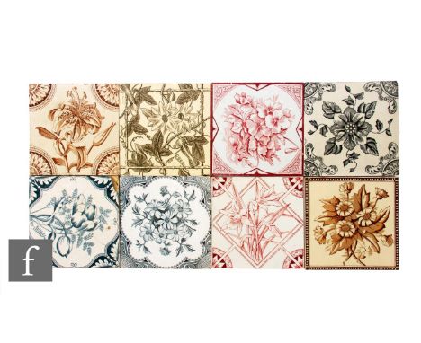 A collection of 19th Century 6 inch dust pressed tiles from assorted factories to include Pilkington's Tile &amp; Ceramic Wor