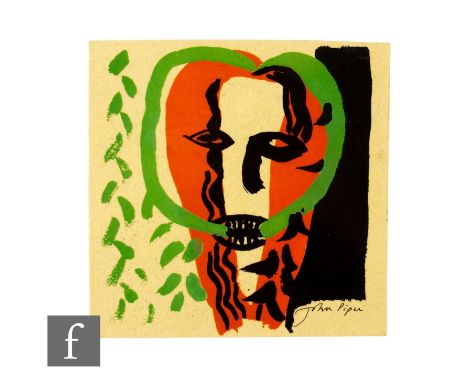 A 20th Century Fulham Pottery 6.5 inch tile from a design by John Piper, screen printed in colours with an abstract head, fac