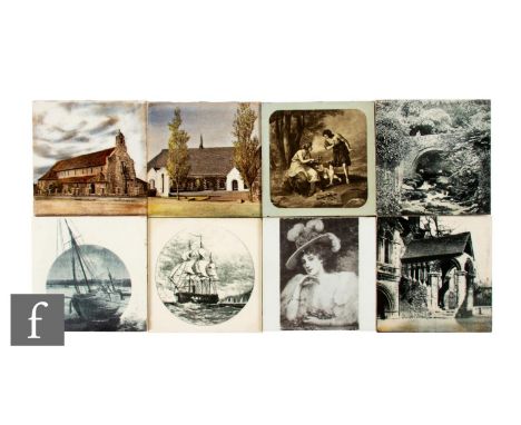 A collection of assorted 19th Century 8 inch dust pressed tiles, makers to include Pilkington's, Minton Hollins &amp; Co and 