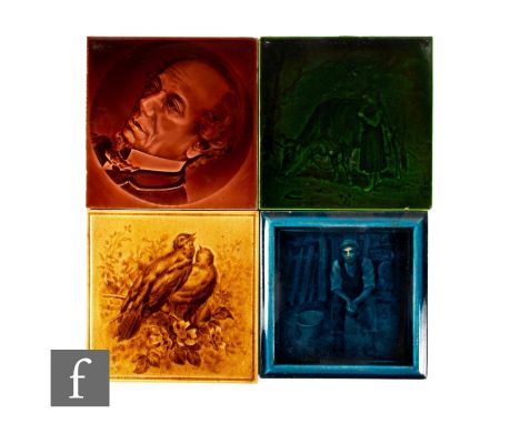 A late 19th Century Edward Smith &amp; Co of Coalville dust pressed Emaux Ombrants tile depicting a portrait of a gentleman i