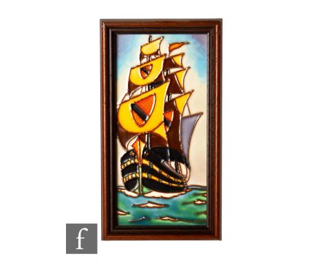 A 20th Century Sherwin &amp; Cotton H &amp; R Johnson Ltd dust pressed tile, tube lined and painted polychrome decoration on 