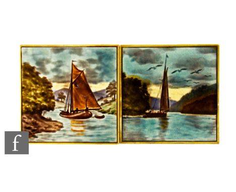An early 20th Century&nbsp;Gibbons Hinton &amp; Co 6 inch dust pressed tile, decorated in the Chromo-Relievo patent technique
