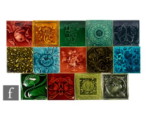 A collection of 19th Century 6 inch dust pressed tiles from various makers to include C. P. Sutcliffe &amp; Sons, Corn Brothe