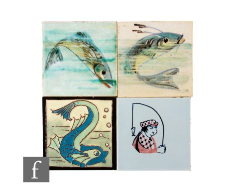 A 1950s Carter Tiles (Poole Pottery) dust pressed 4 inch tile, from The Chase series of hunting scenes by Edward Bawden, deco