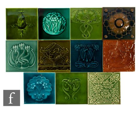 A collection of late 19th and early 20th Century 6 inch dust pressed tiles, makers to include Arthur Meakin &amp; Co, Sherwin