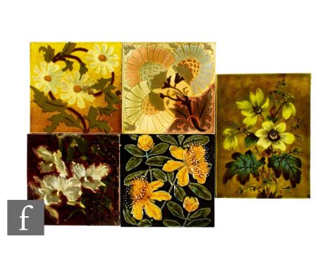 A collection of Four assorted early 20th Century 6 inch dust pressed tiles, makers to include Gibbons Hinton &amp; Co, T &amp