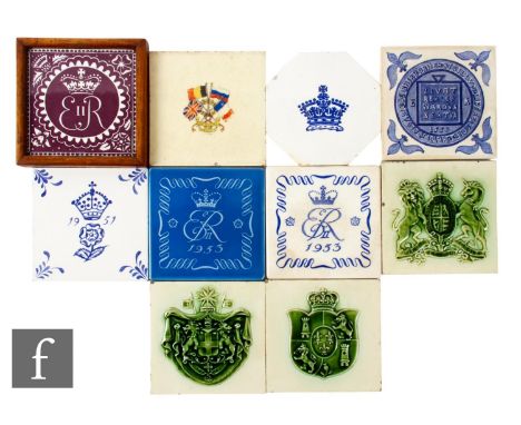A 20th Century Pilkington's 6 inch dust pressed tile, decorated to commemorated the&nbsp;1953 Coronation of Queen Elizabeth I