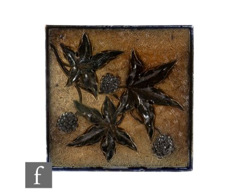 A 19th Century&nbsp;Martin Brothers (attributed) 6 inch stoneware tile, probably by Robert Wallace Martin, incised and modell