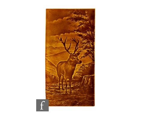 A late 19th Century George Grundy of the Photo Decorated Tile Co Emaux Ombrants 6 inch x 12 inch dust pressed tile, with an i