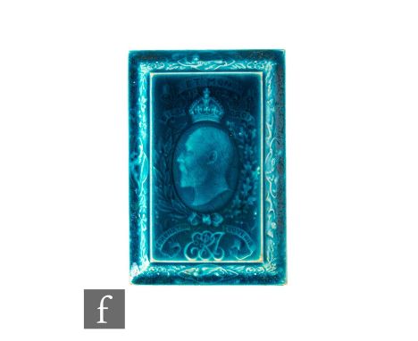 An early 20th Century Minton Hollins &amp; Co commemorative paperweight for the Coronation of Edward VIII with a relief mould