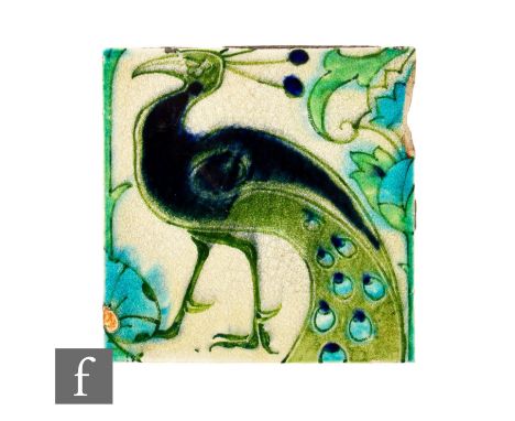 A 19th Century Pilkington's Tile &amp; Pottery Co Ltd 6 inch plastic clay tile, decoration attributed to John Chambers in a P