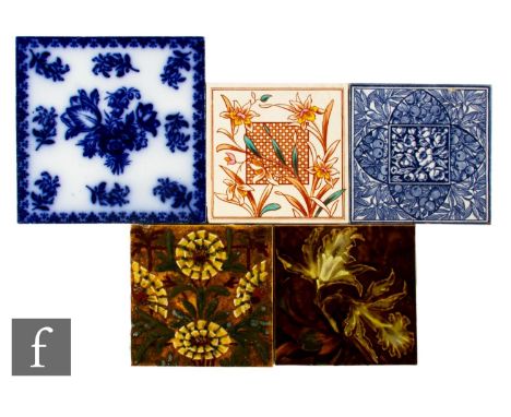 A collection of late 19th and early 20th Century assorted 6 inch dust pressed tiles, to include two Wedgwood examples, the fi