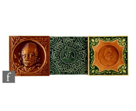 A 19th Century Craven Dunnill &amp; Co 6 inch dust pressed tile moulded in high relief with a portrait of General Charles Geo