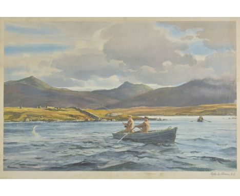 *Pleissner (Ogden M.). The Leaping Sea Trout, published Frost & Reed Ltd, 1957, colour photolithographic print, signed in pen