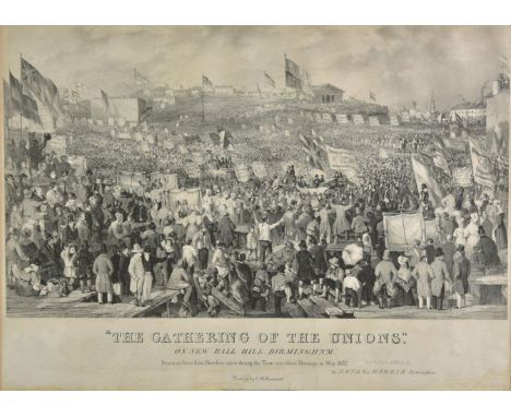 *Harris (Henry Hotham, 1805-1865). The Gathering of the Unions on New Hall Hill, Birmingham, published Edgbaston, August 20th