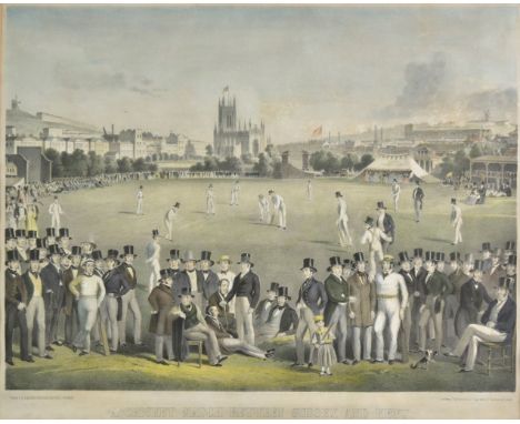 *Cricket. A Cricket Match between Sussex and Kent, published S. Lipschitz, Hamburg and London, circa 1870, hand coloured lith