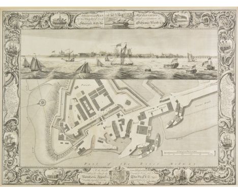 Sheerness. Milton (Thomas), A geometrical plan & west elevation of His Majesty's Dock-yard and Garrison at Sheerness with the