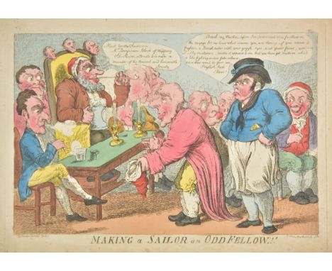 *Cruikshank (Isaac Robert, 1789-1856). Making a Sailor an Odd Fellow!!, published G. M. Woodward, circa 1810, Washing the Bla