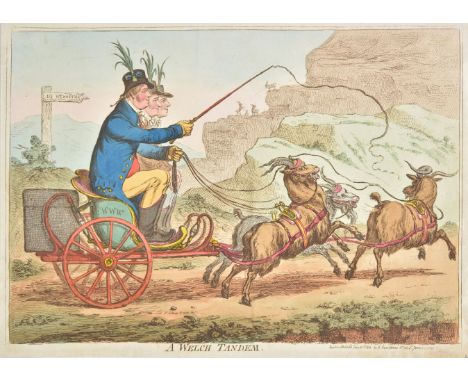 *Gillray (James). A Welch Tandem, published H. Humphrey, June 21st 1802, etched caricature with contemporary hand colouring, 