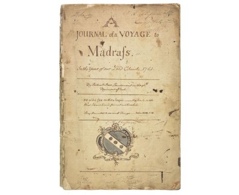 India - Manuscript Diary. A Journal of a Voyage to Madrass [sic], in the Year of Our Lord Christ 1761, by Richard Rose, Lieut