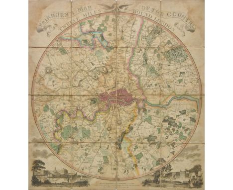 London. Fairburn (John), Fairburn's Map of the Country Twelve Miles round London, second edition with additions, published Se