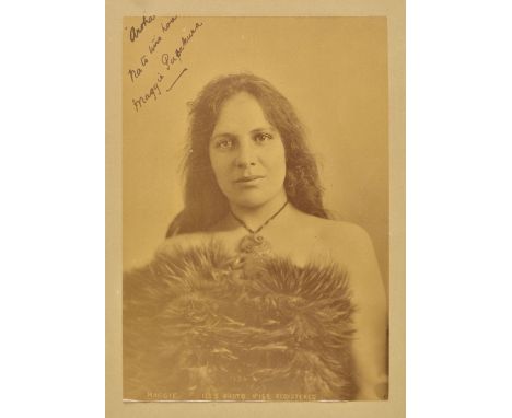 *Papakura (Makereti, 1873-1930). Half-lenth portrait by Iles, circa 1890s,  albumen print, captioned in the negative, 'Maggie