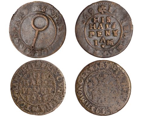 Tokens, British, London, Clare Market (New Market), halfpenny, IOSEPH ADAMS · CHEESMONGR, frying pan, rev. IN NEW ·MARKE[T 1]