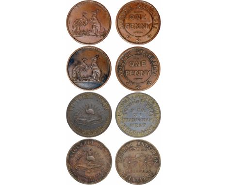 Tokens, Australia, Taylor, W.J., ADVANCE AUSTRALIA, kangaroo and emu, copper pennies (2) (G.276; A.571; R.5), very fine (2)  