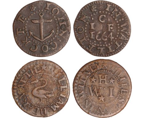 Tokens, British, Oxfordshire, Thame (8): Richard Adkin, farthing, 1669, Grocers’ Arms (W.191); Rvth Aeris (Aeres in Williamso