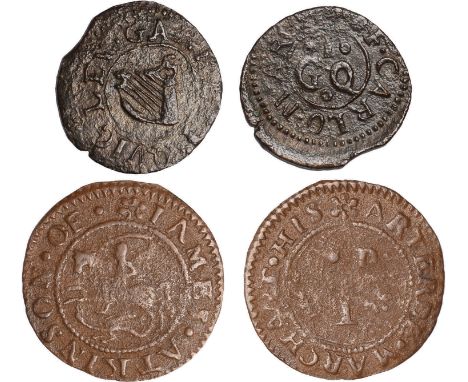 Tokens, British, Ireland, Ardee, Iames Atkinson, penny, St. George and the dragon,  Marchant (W.16); Carlow, Garrett Qvigley,