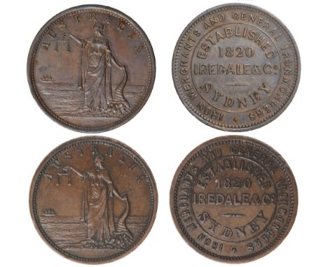 Tokens, Australia, Iredale & Co., Sydney, iron merchants and general ironmongers, copper pennies (2), undated (c. 1857), vari