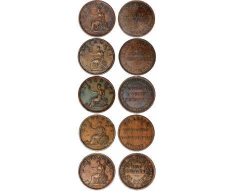 Tokens, Australia, De Carle, E. & Co., Melbourne, copper penny, Grocers & Spirit Merchants, rev. BRITANNIA, Britannia seated 