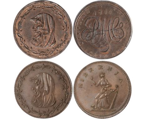 Tokens, Wales, Anglesey (2), farthing, 1788, bust of Druid, rev. cipher PMCo (DH.452), mule farthing, undated, bust of Druid,