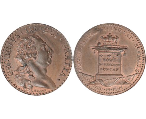 Tokens, British, Middlesex, National series, King's attendance at St Paul's Cathedral, 19 Decr 1797, penny-sized medal by Mil