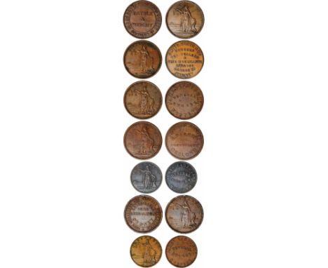 Tokens, Australia, Battle & Weight, Sydney, Drapers, copper penny, Justice standing, no legend (G.24; A.31; R.46); other Just