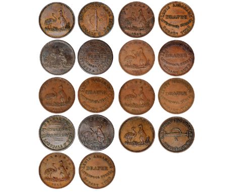 Tokens, Australia, Abrahams, Lewis, Hobart, Draper, copper pennies (5), kangaroo and emu (G.1; A.1; R.1); other kangaroo and 