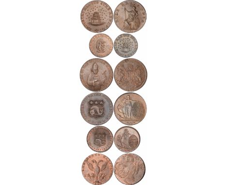 Tokens, British, Cambridgeshire, County (3): halfpennies, 1795 (2), beehive and bees, revs. Druid's head (DH.12), Britannia (