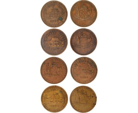 Tokens, Australia, Henderson, John, Freemantle, Pawnbroker, copper penny, 1874, building façade (G.103a; A.218; R.213), softl