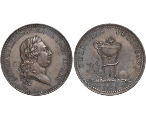 Tokens, British, Middlesex, National series, King's recovery from illness, 1789, penny-sized medal in silver, bust of George 