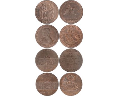 Tokens, British, Middlesex (4): Corresponding Society, halfpenny, 1795, philosopher and three men (DH.286); D.I. Eaton, halfp